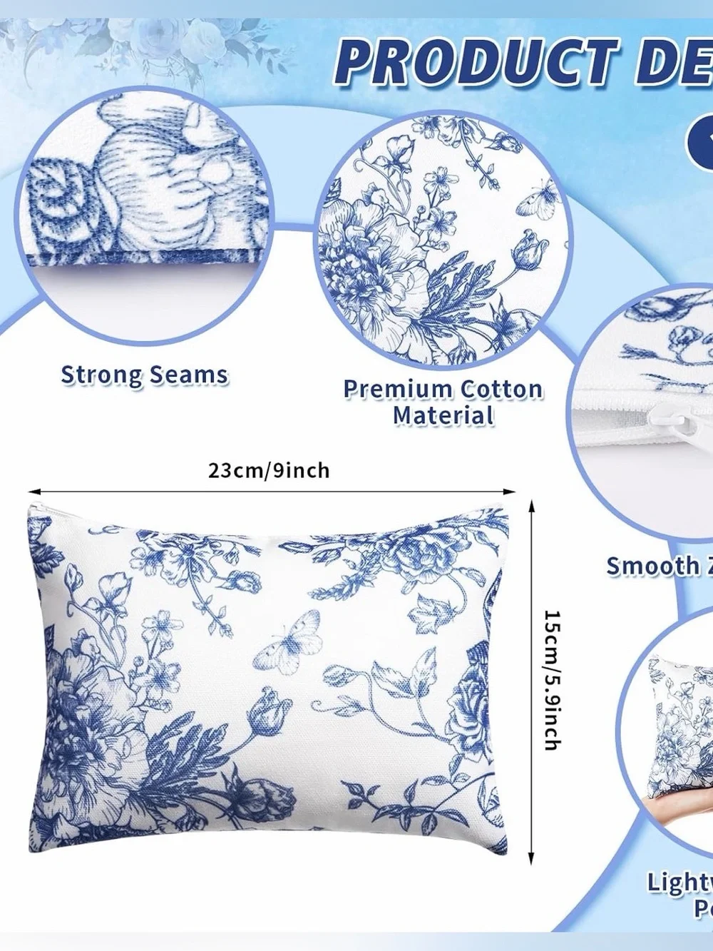 Blue Floral Cosmetic Bage